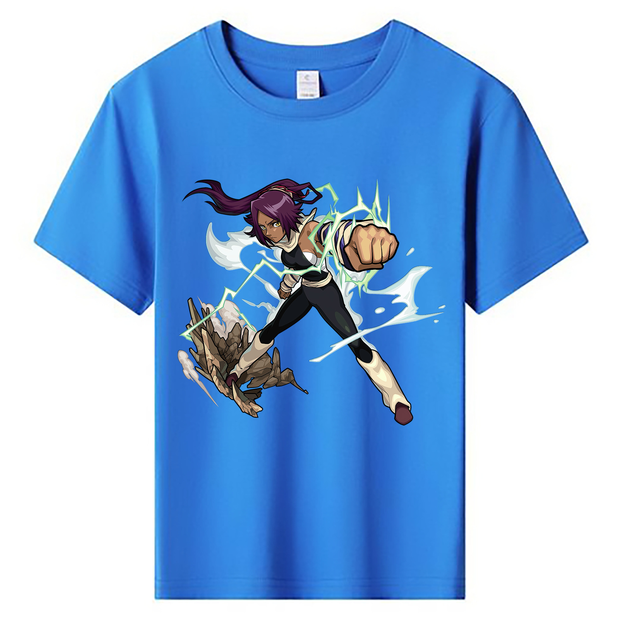 （画像用） ブリーチ 四楓院 夜一（しほういん よるいち） BLEACH Shihouin Yoruichi 綿100％キッズTシャツ（フロントプリント）